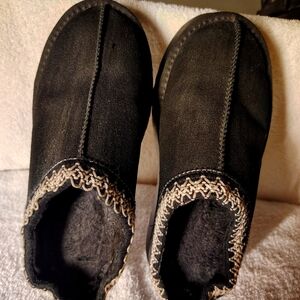 Black Kids Shoes with Embroidered Trim